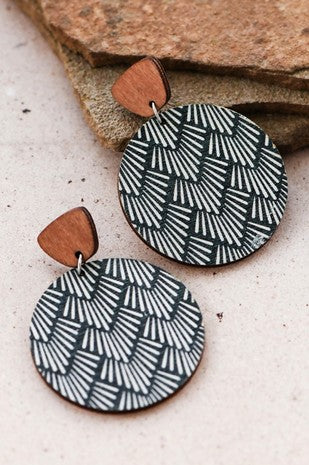 Black Printed Earring