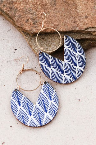 Blue Printed Earrings