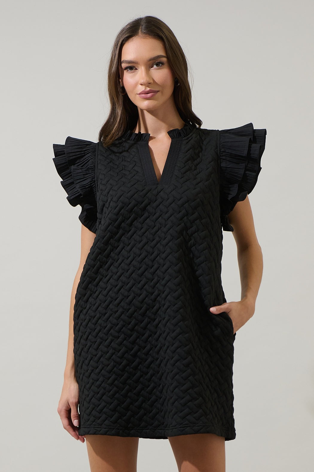 Black Quilted Adalee Dress