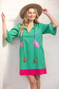 Embroidered Shift Dress