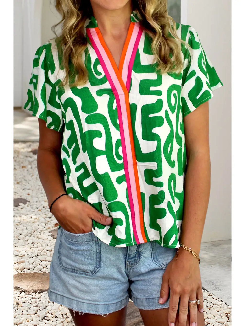 Green Abstract Blouse