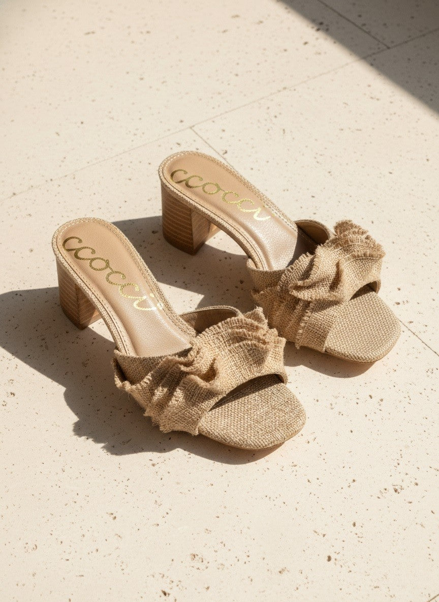 Ruffle Linen Heel