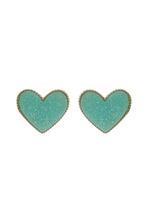 Heart Druzy Stud