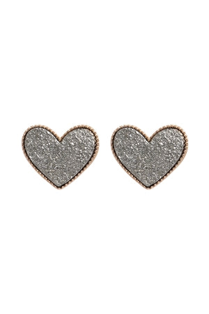 Heart Druzy Stud
