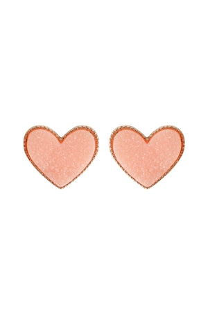 Heart Druzy Stud