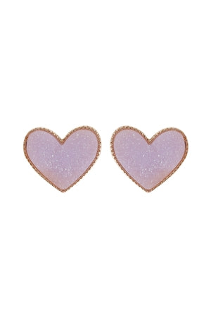 Heart Druzy Stud