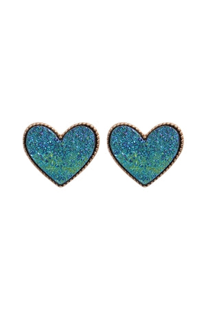 Heart Druzy Stud
