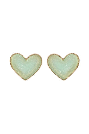 Heart Druzy Stud
