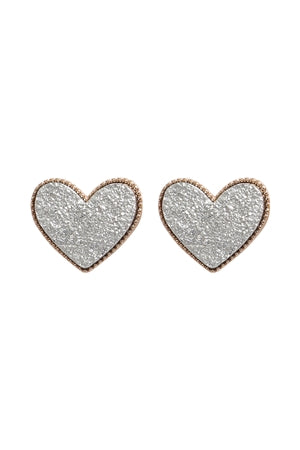 Heart Druzy Stud