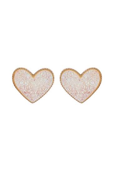 Heart Druzy Stud